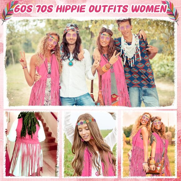 Vintage 70s Hippie Fringe Vest Women's Costume Outfits Accessories - Picture 7 of 7